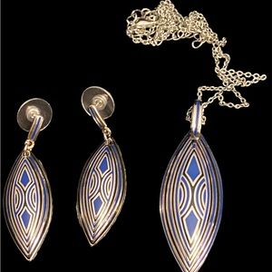 Metropolitan Museum of Art earrings and pendant blue art deco design